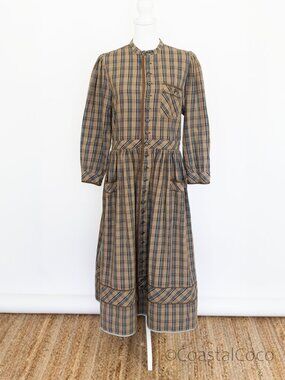 RRL Ralph Lauren Plaid Jaspé Dress Size 4 Maxi Shirt 100% Cotton Western Retro